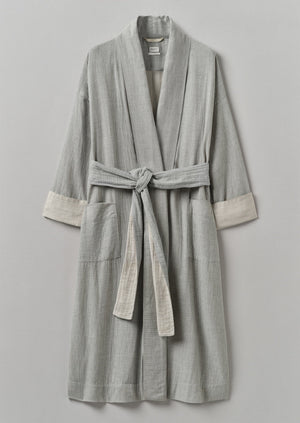 Soft Double Faced Cotton Gown | Grey Melange/Soft Clay