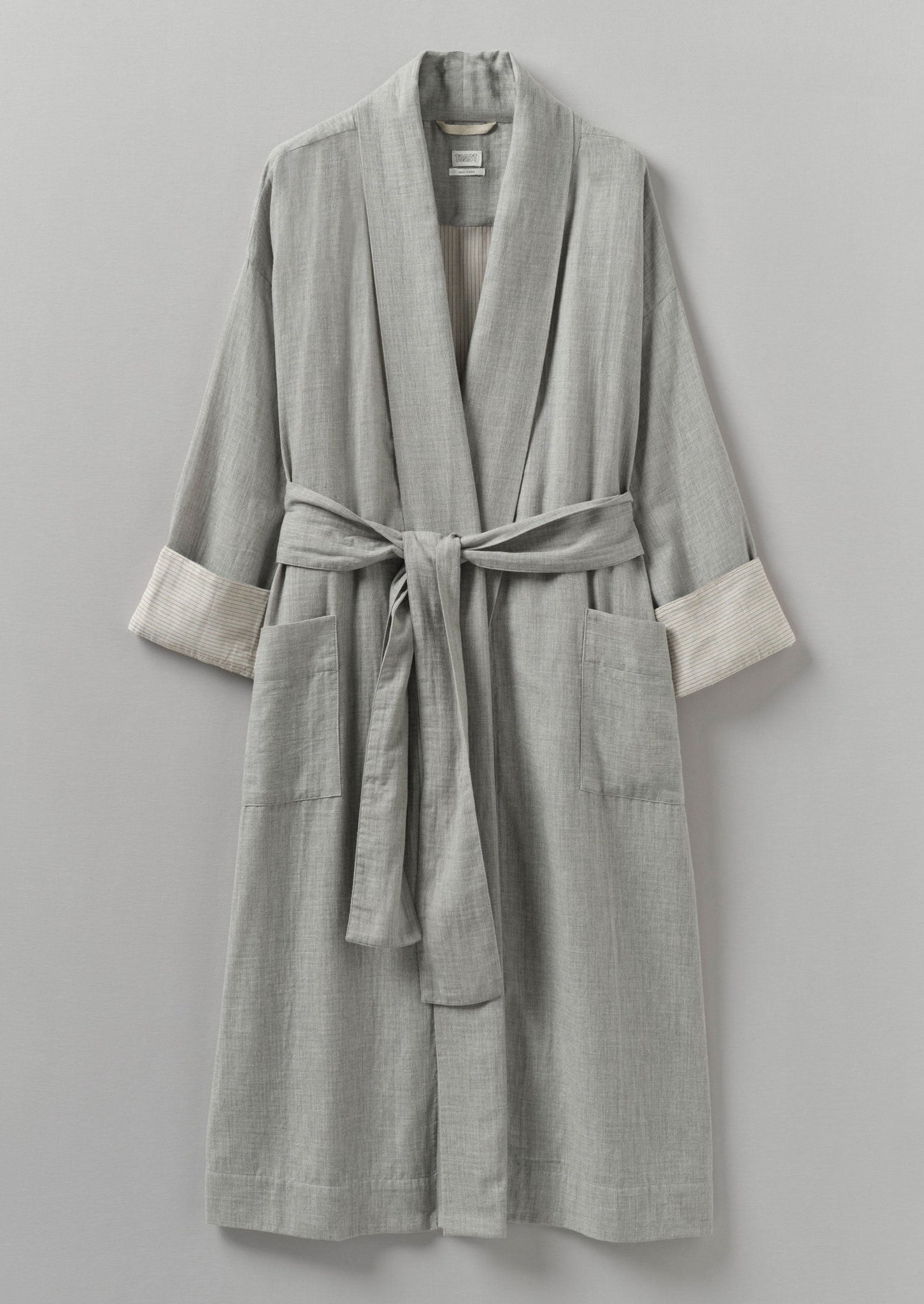 Soft Double Faced Cotton Gown | Grey Melange/Soft Clay