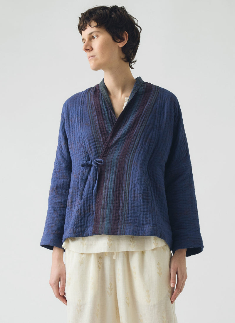 Overdyed Repurposed Kantha Jacket | Provence Blue