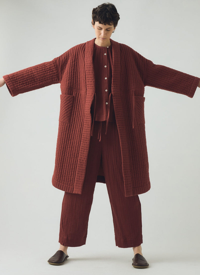 Quilted Cotton Gown | Deep Berry