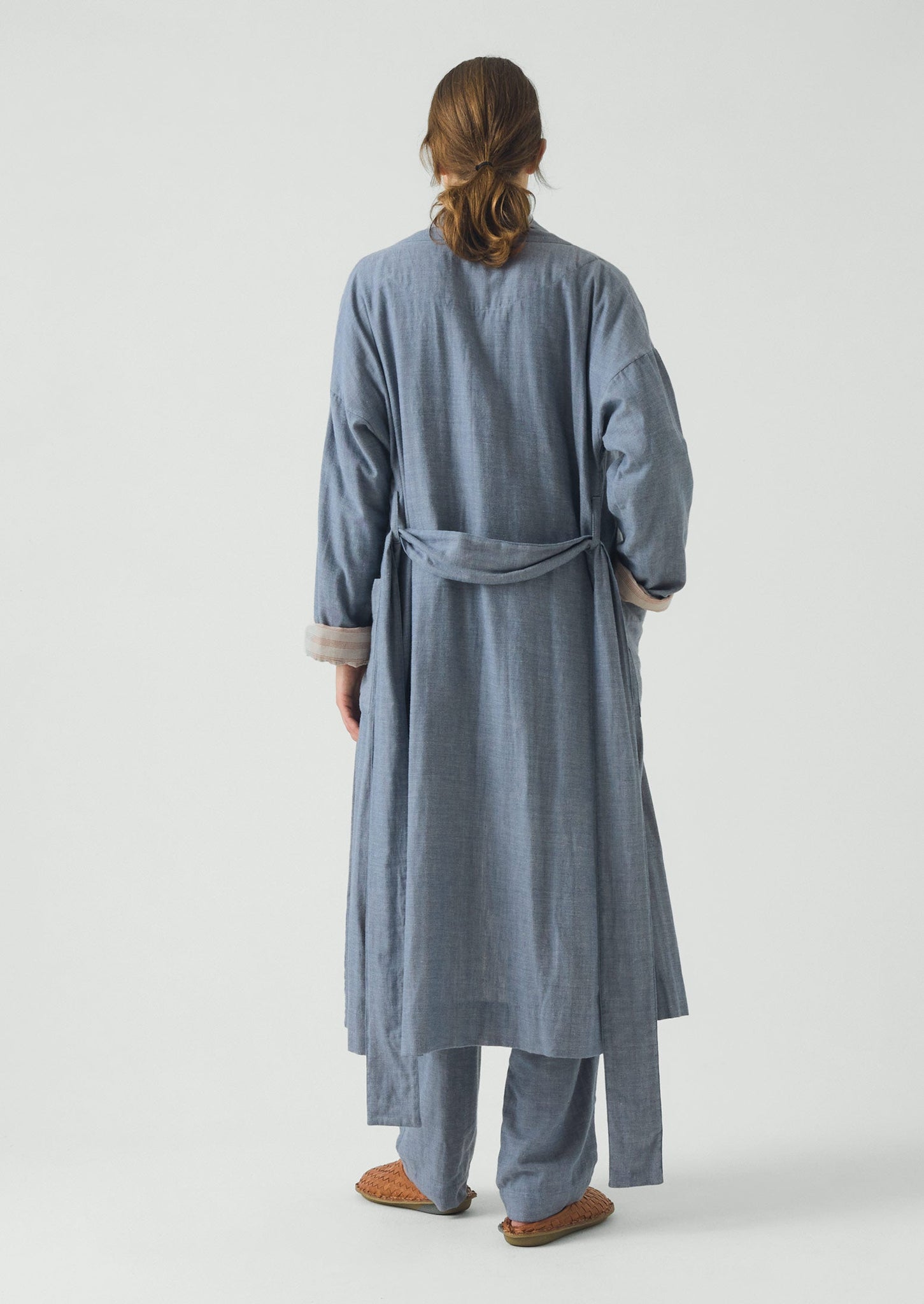 Soft Faced Double Cotton Gown | Blue Chambray
