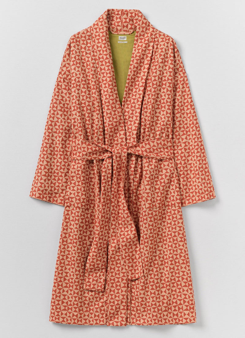 Cut Out Geo Cotton Flannel Gown | Orange Rust/Peach