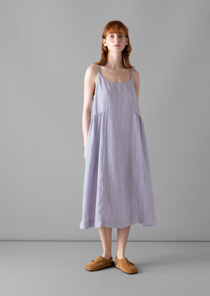 Garment Dyed Lightweight Linen Lounge Dress | Blue Stone