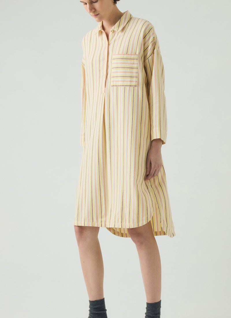Deco Stripe Flannel Nightshirt | Ecru/Corn