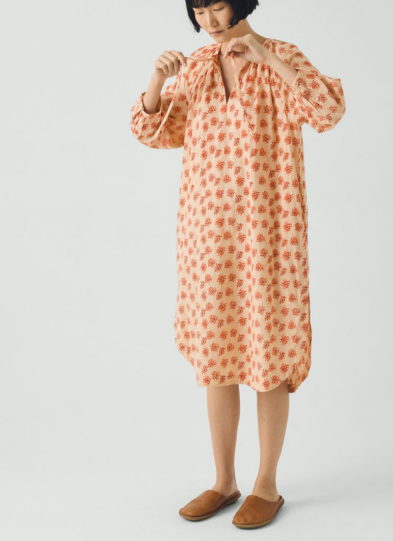Bloom Print Cotton Nightdress | Sand/Multi