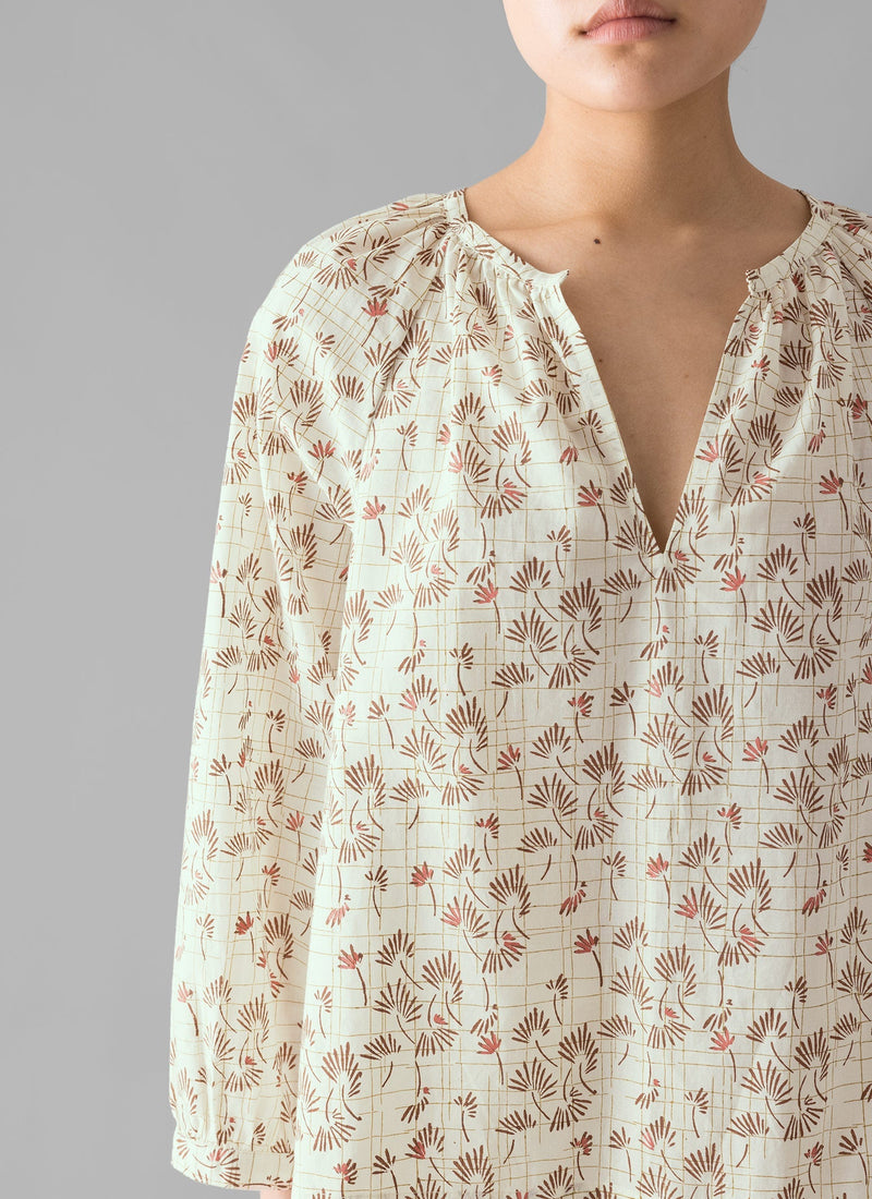 Trellis Floral Block Print Pyjamas | Ecru