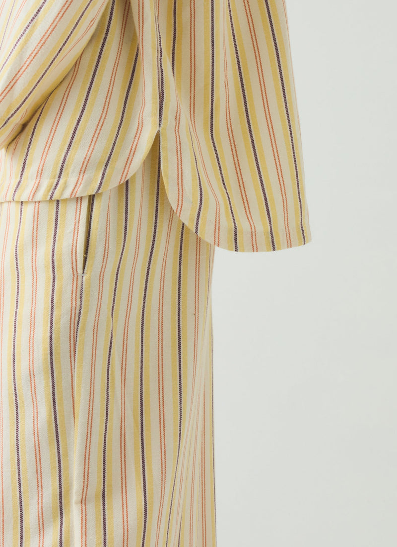 Deco Stripe Flannel Pyjamas | Ecru/Corn