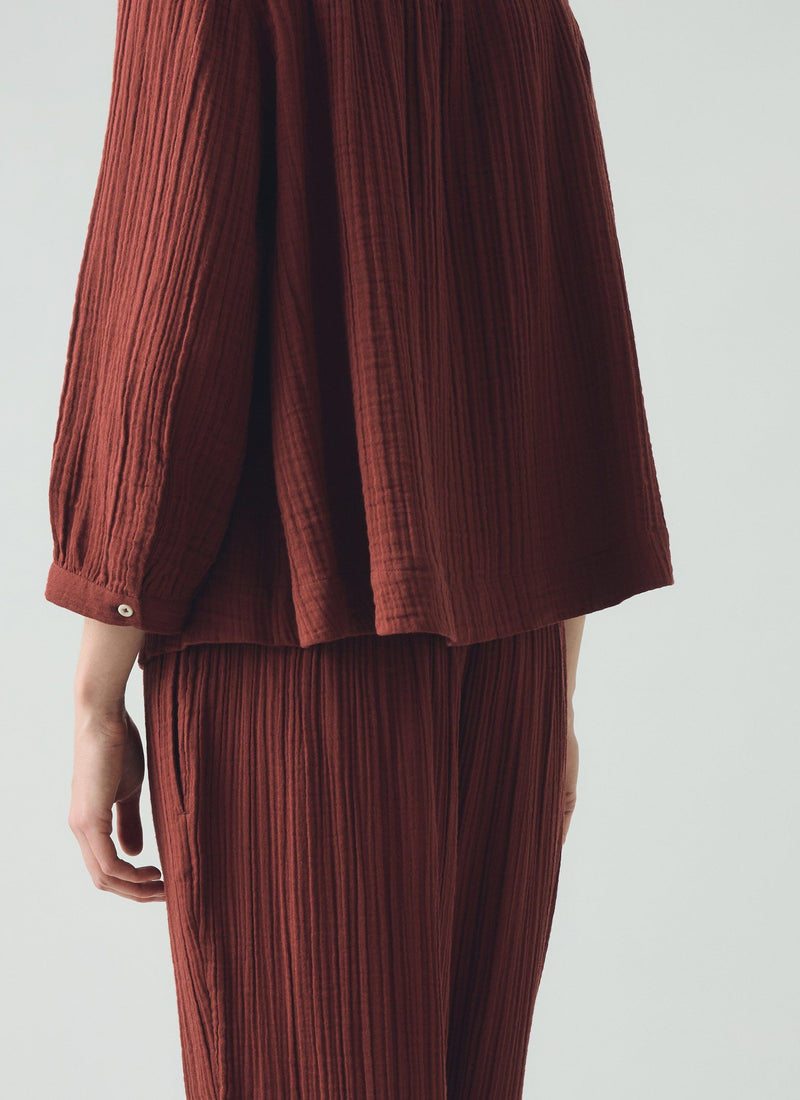 Crinkle Cotton Pyjamas | Deep Berry