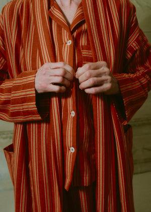 Forte Stripe Flannel Pyjamas | Auburn/Nasturtium