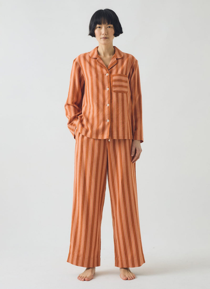 Forte Stripe Flannel Pyjamas | Auburn/Nasturtium
