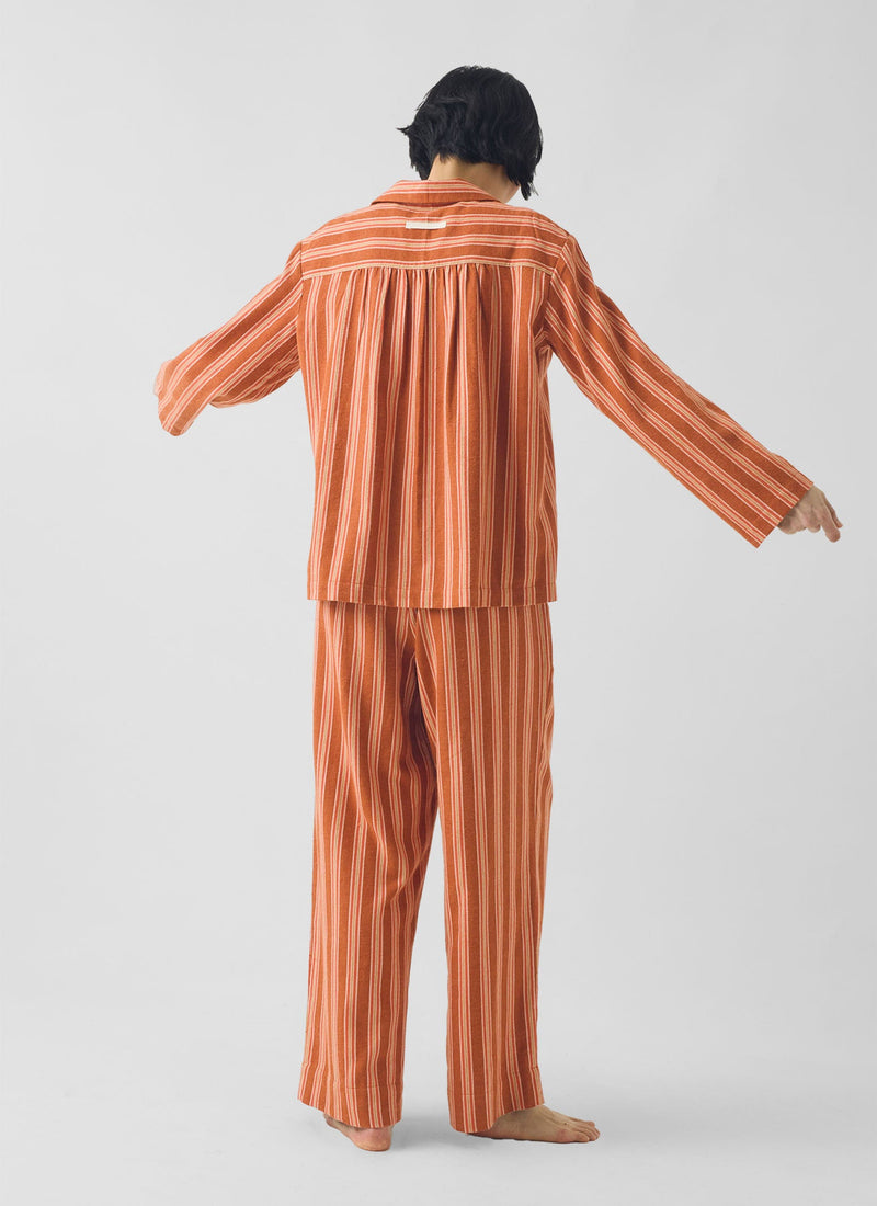 Forte Stripe Flannel Pyjamas | Auburn/Nasturtium