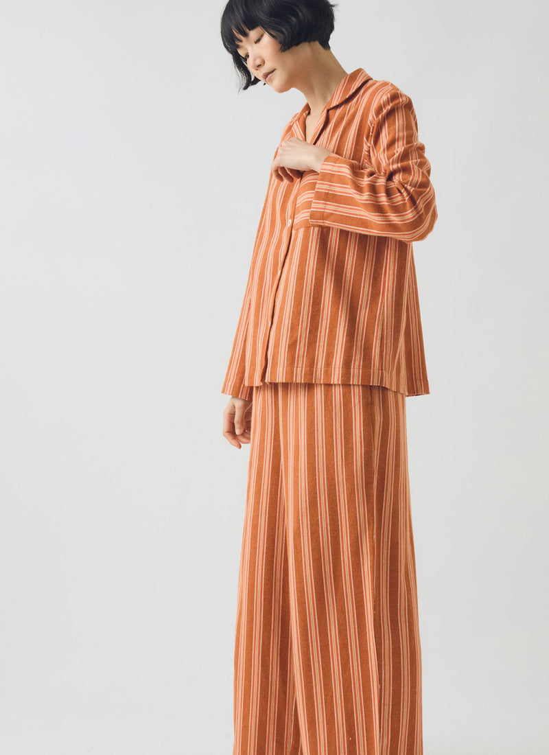 Forte Stripe Flannel Pyjamas | Auburn/Nasturtium