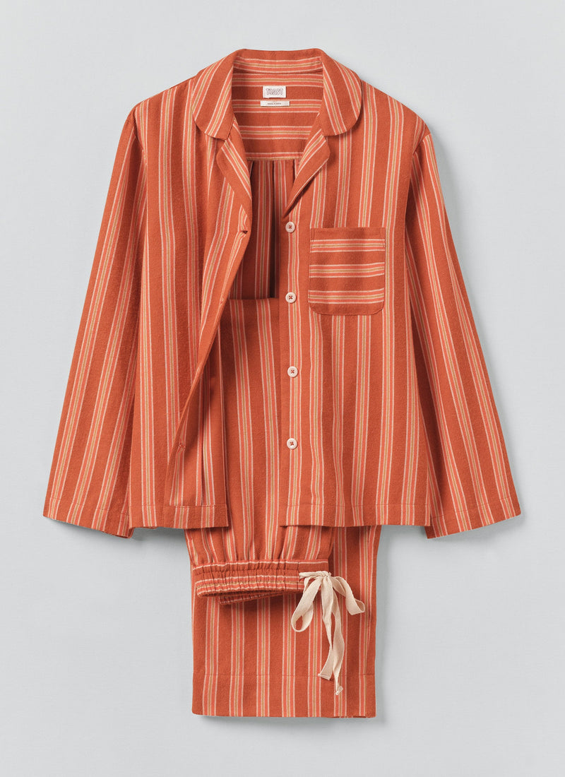 Forte Stripe Flannel Pyjamas | Auburn/Nasturtium