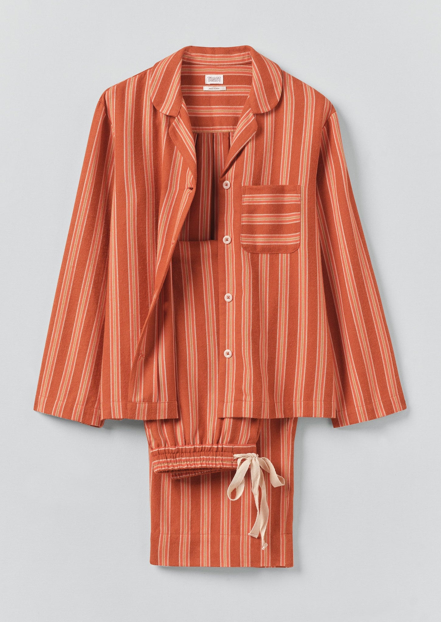 Forte Stripe Flannel Pyjamas | Auburn/Nasturtium