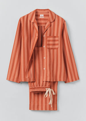 Forte Stripe Flannel Pyjamas | Auburn/Nasturtium