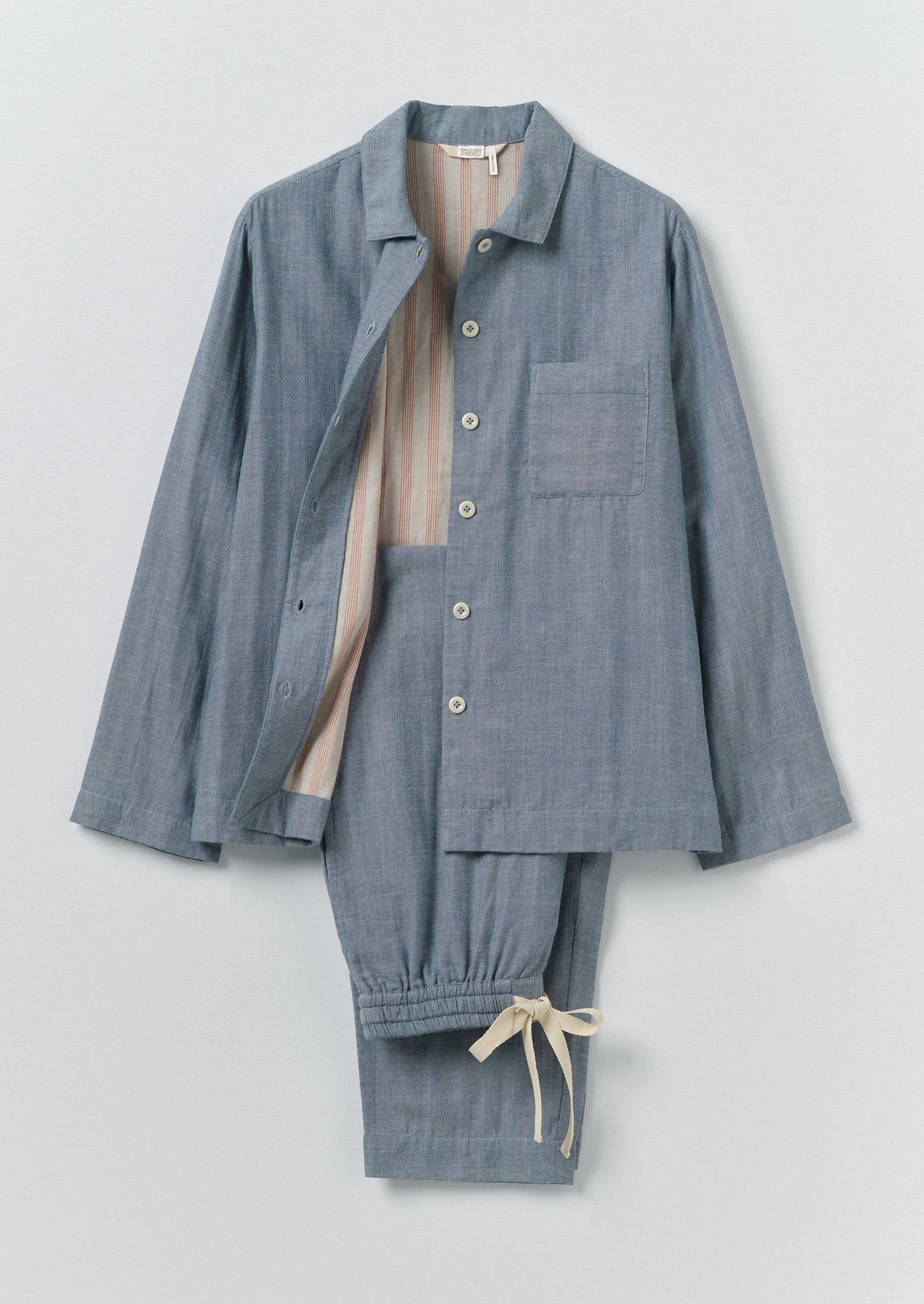 Soft Faced Double Cotton Pyjamas | Blue Chambray
