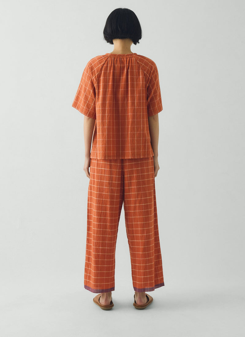 Bistrot Check Cotton Pyjamas | Papaya