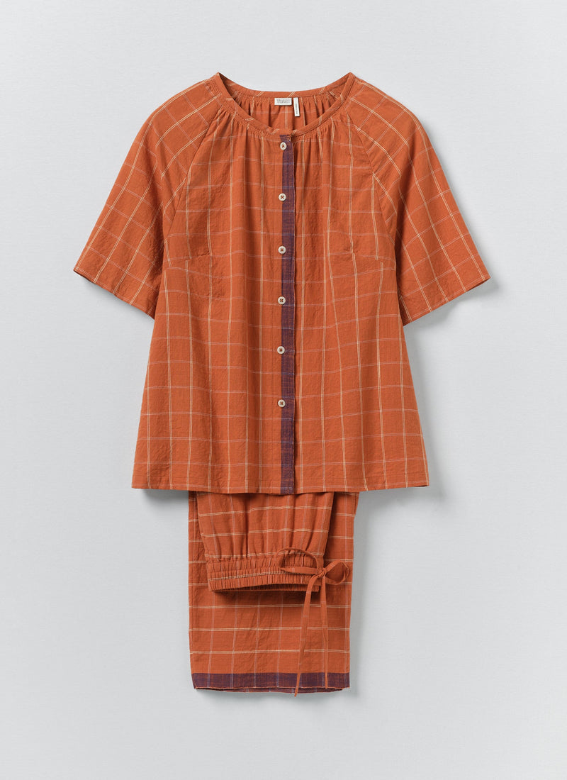 Bistrot Check Cotton Pyjamas | Papaya