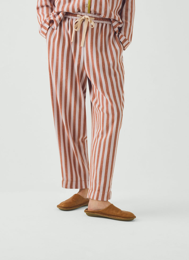 Parade Stripe Cotton Flannel Pyjamas | Cinnamon/Pale Lilac