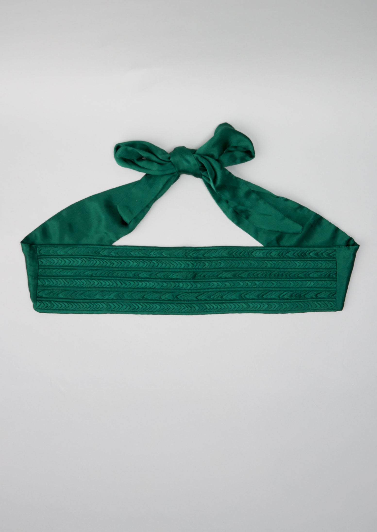 Reworn Pleated Silk Obi Belt ML (029) | Green