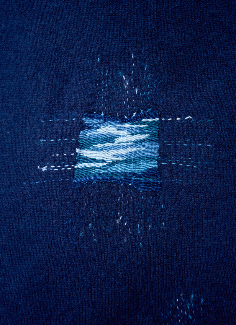 Renewed Cashmere Wool Wrap Scarf (007) | Navy