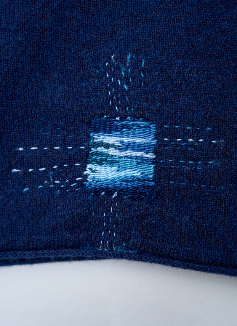 Renewed Cashmere Wool Wrap Scarf (007) | Navy