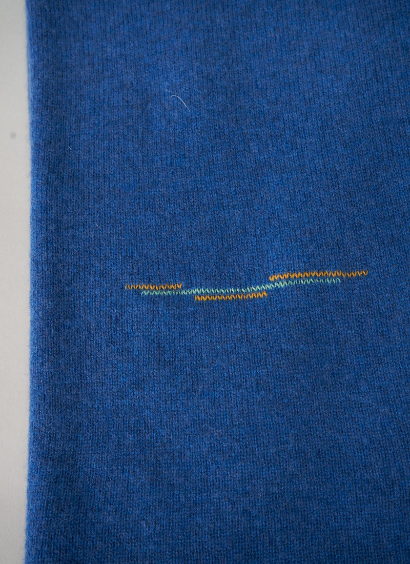 Renewed Cashmere Wool Wrap Scarf (06) | Celtic Blue