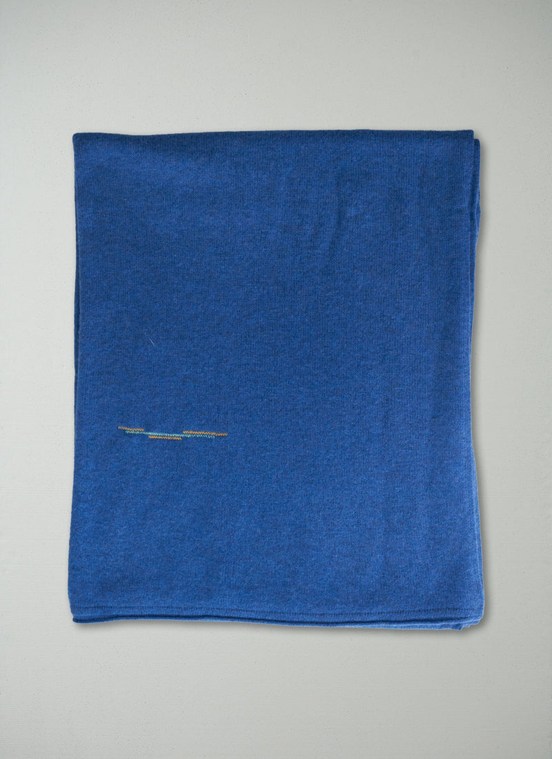 Renewed Cashmere Wool Wrap Scarf (06) | Celtic Blue