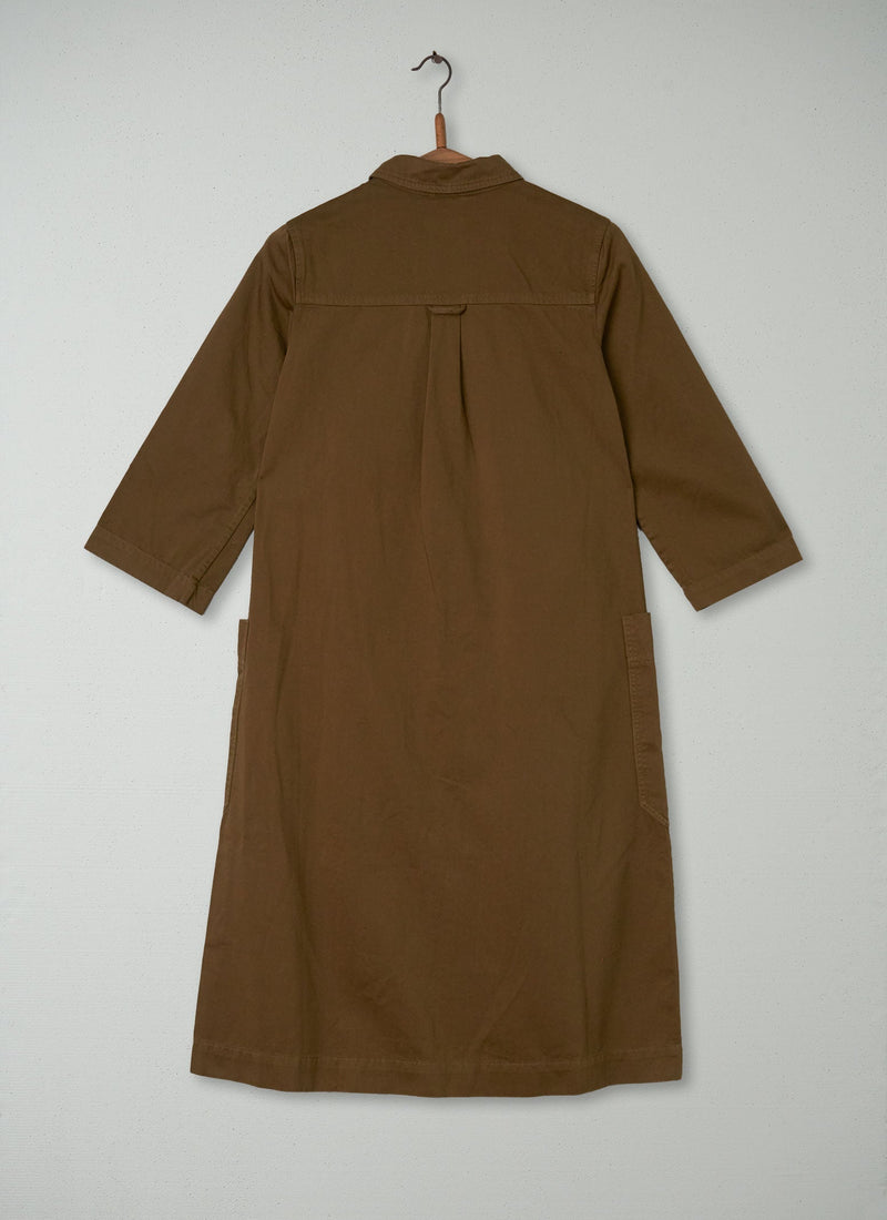 Renewed Cotton Sateen Shirt Dress Size 6 (92) | Dull Gold