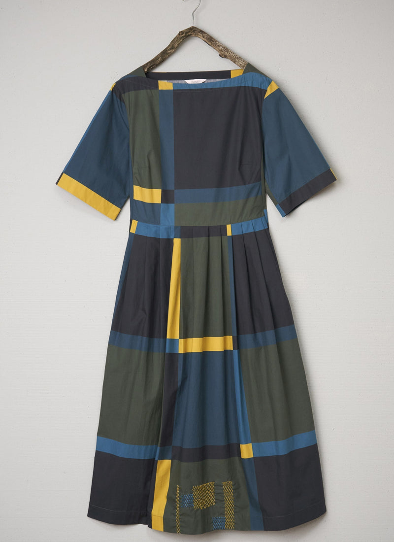 Renewed Large Check Poplin Dress Size 14 (052) | Olive
