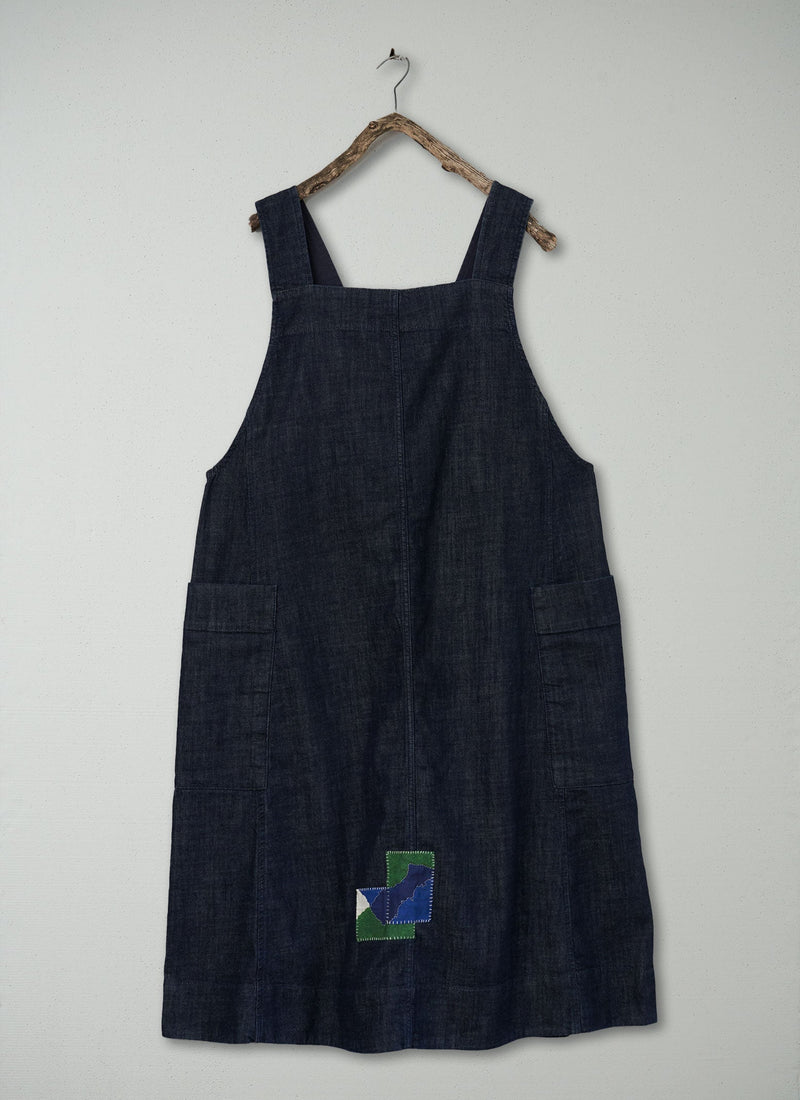 Renewed Indigo Denim Pinafore Dress Size 18 (99) | Indigo