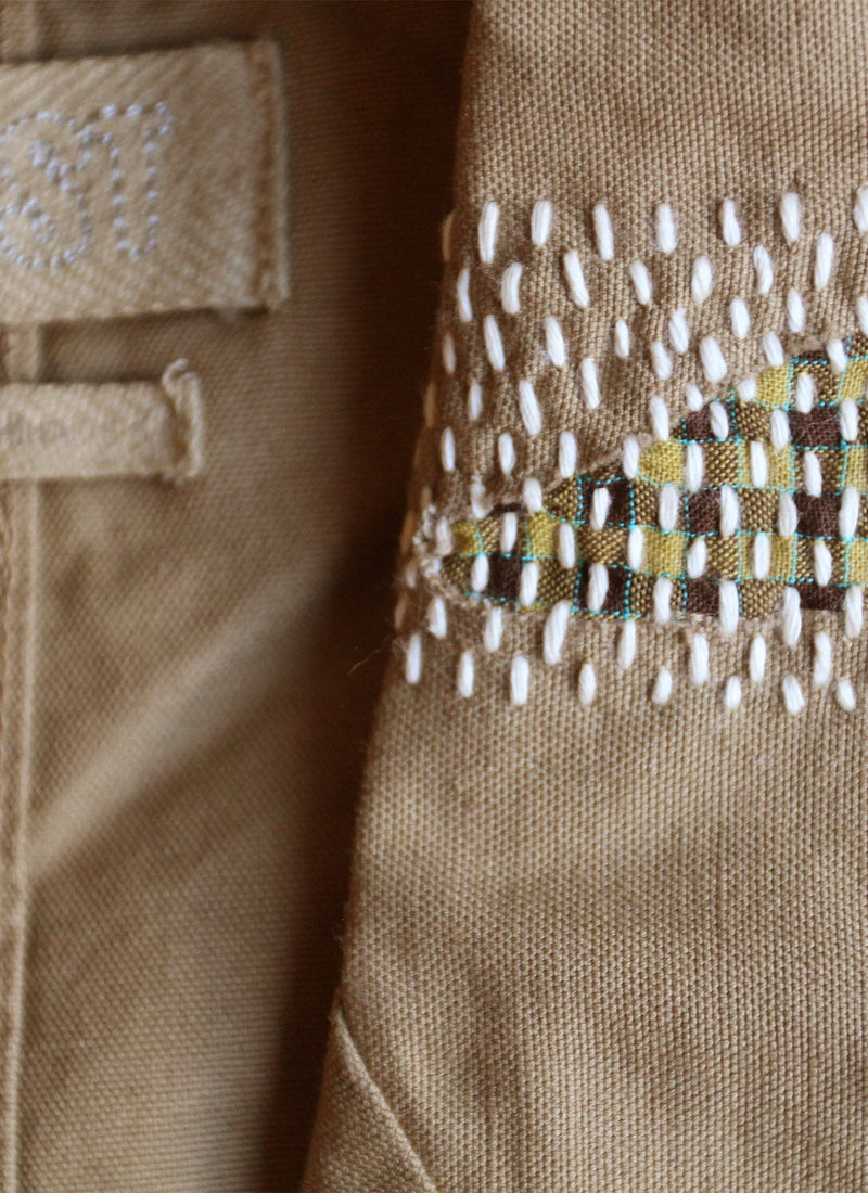 Renewed Cotton Linen Canvas Jacket Size 10 | Taupe