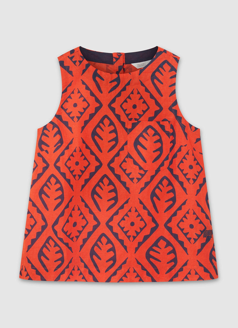 Renewed Tile Print Sleeveless Top Size 8 | Red