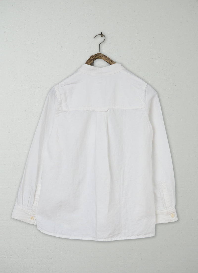 Renewed Cotton Linen Grandad Shirt Size 8 (67) | Off White