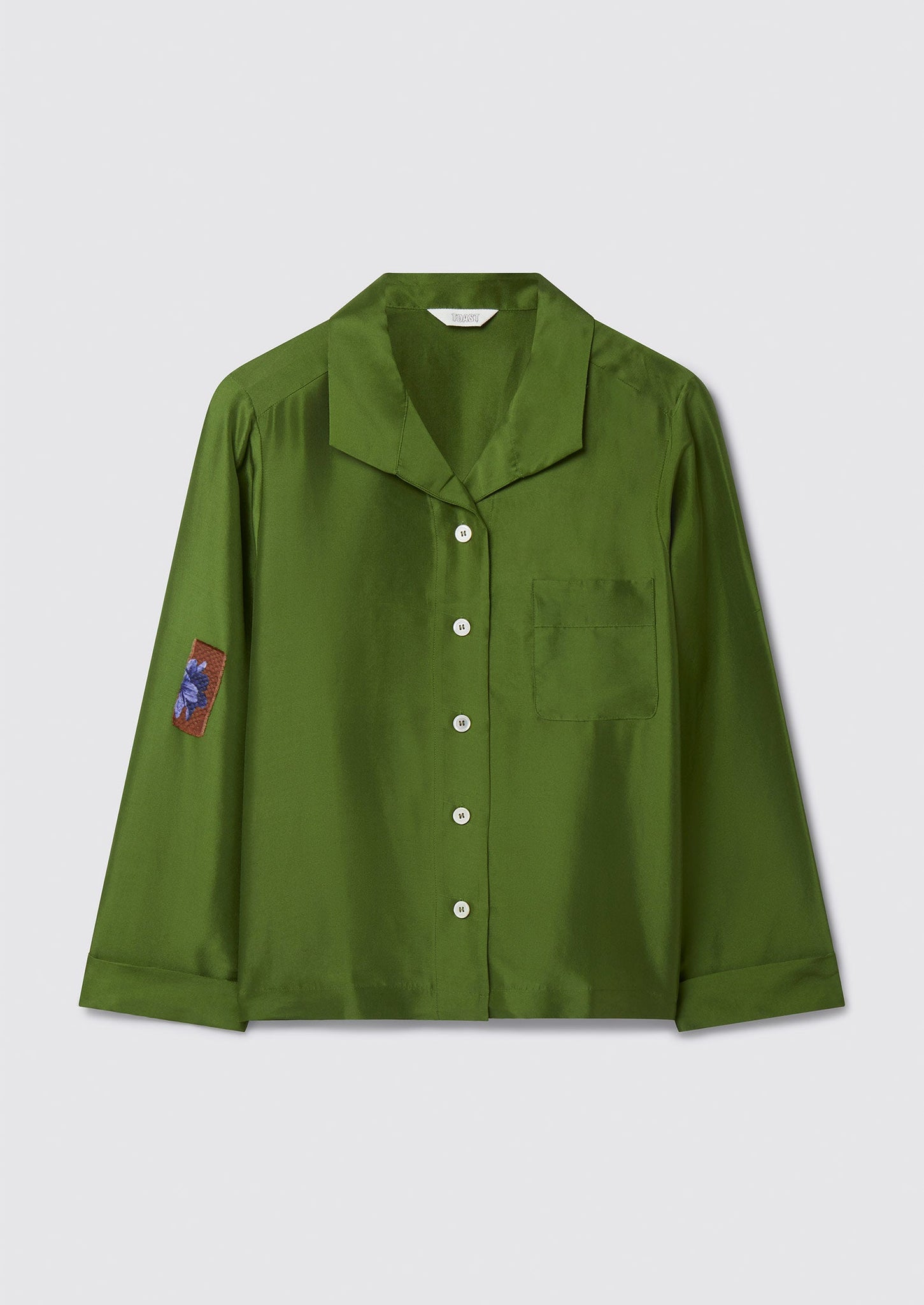 Renewed Silk Dupion PJ Shirt Size 16 | Vibrant Green