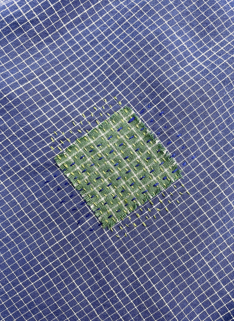 Renewed Slubby Check Cotton Shirt Size 12 (041) | Sapphire