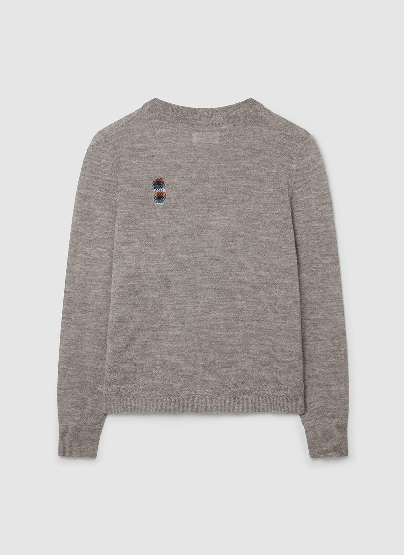 Renewed Alpaca Wool Crew Neck Sweater Size M | Light Natural Grey