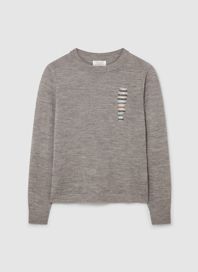 Renewed Alpaca Wool Crew Neck Sweater Size M | Light Natural Grey