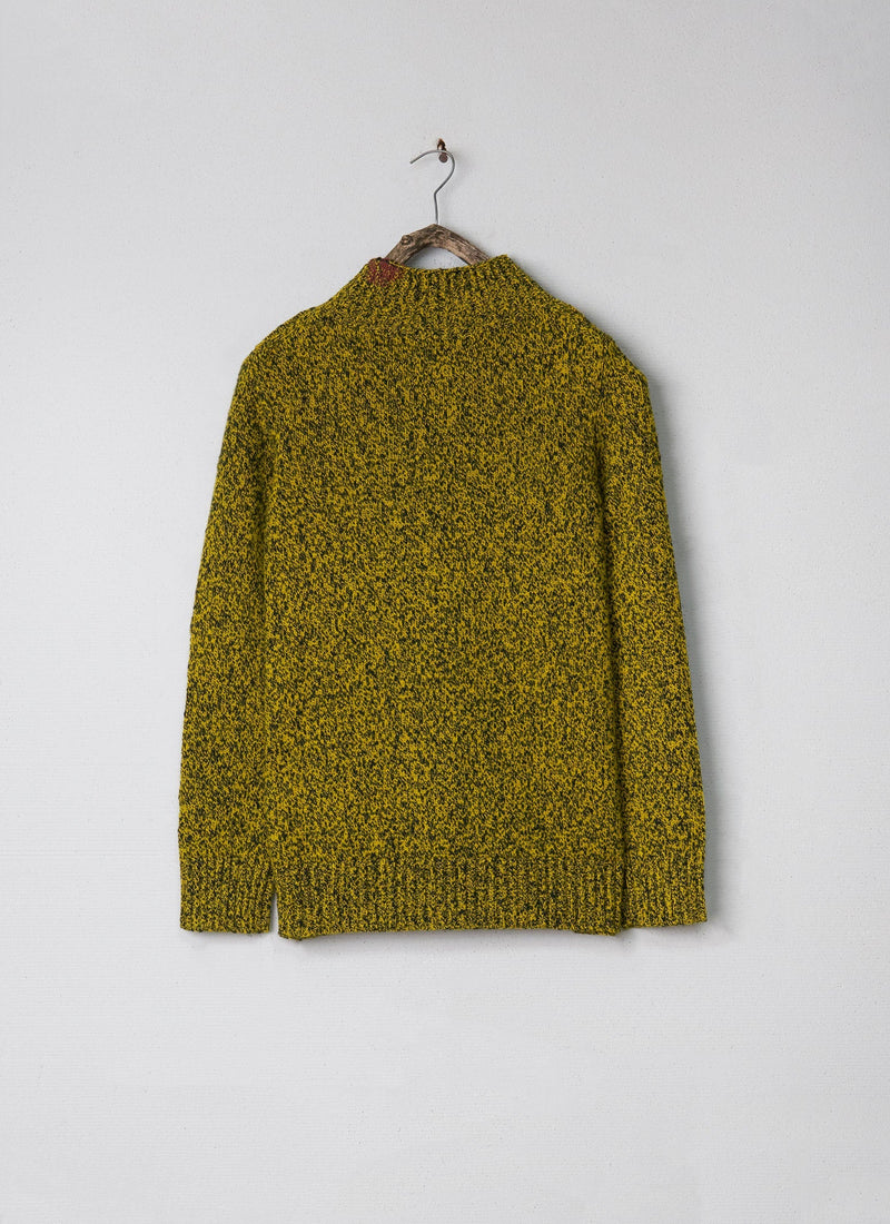 Renewed Slubby Wool Marl Sweater Size S (121) | Tumeric/Black Marl