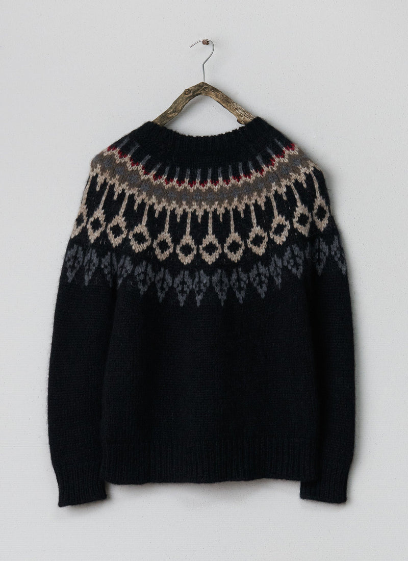 Renewed Fair Isle Sweater Size M (110) | Black Multi
