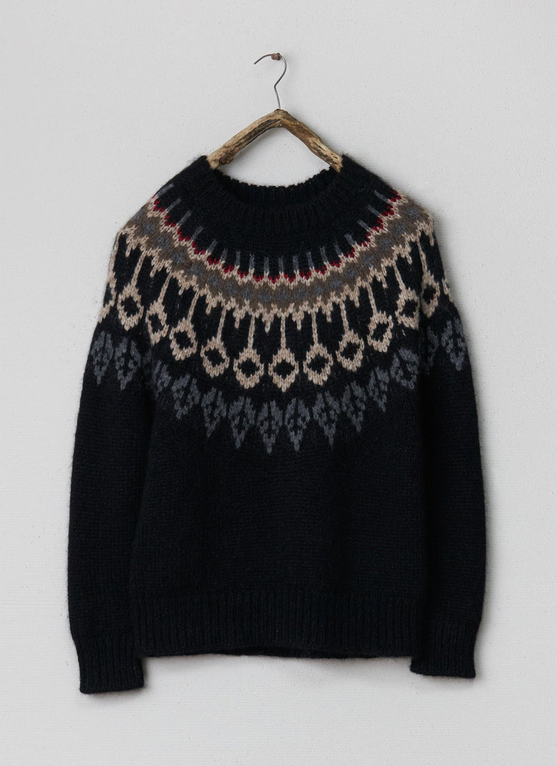 Renewed Fair Isle Sweater Size M (110) | Black Multi