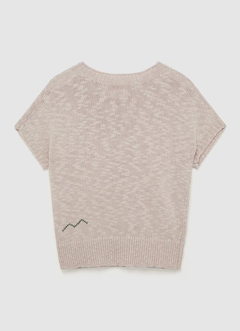 Renewed Cap Sleeve Cotton Sweater Size S | Bone