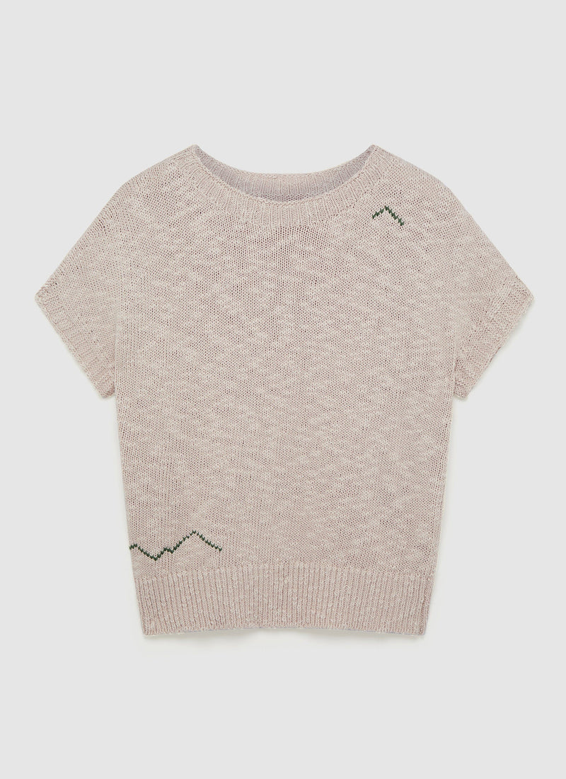 Renewed Cap Sleeve Cotton Sweater Size S | Bone