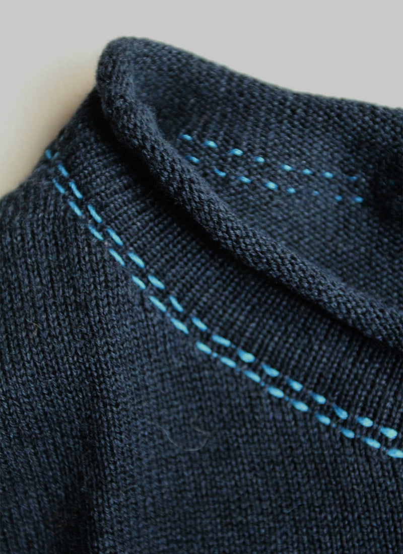 Renewed Wool Linen Swingy Sweater Size M | Navy