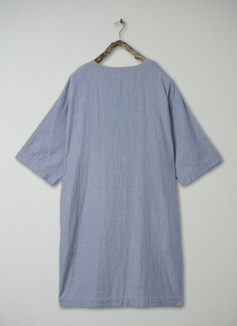 Renewed Stripe Cotton Dhuggie Size L (04) | Chambray/White