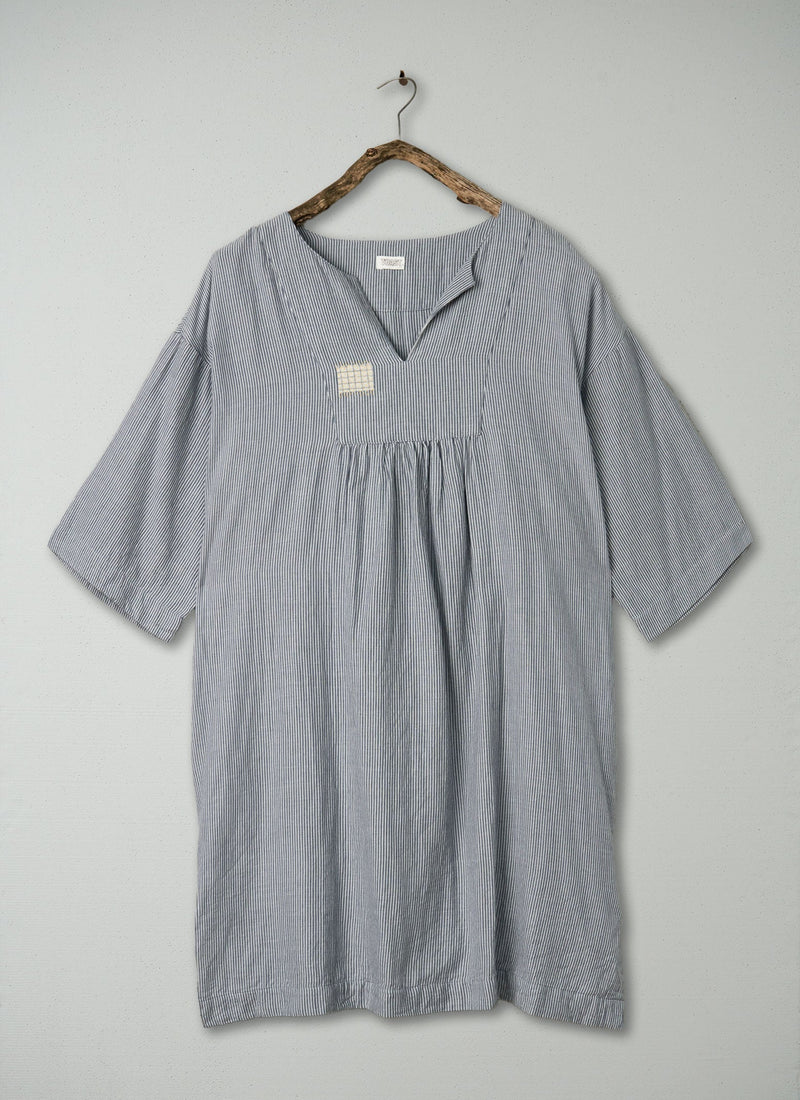 Renewed Stripe Cotton Dhuggie Size L (04) | Chambray/White