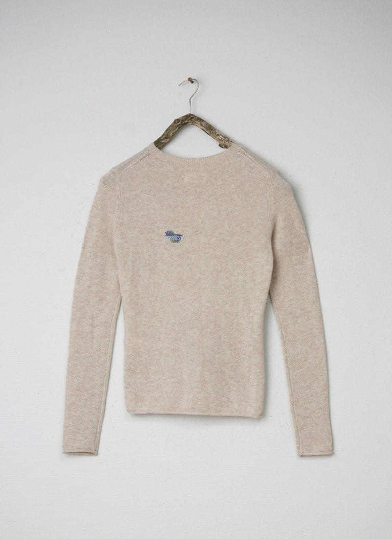 Renewed Wool Cashmere Neat Sweater Size XS (111) | Oatmeal Melange