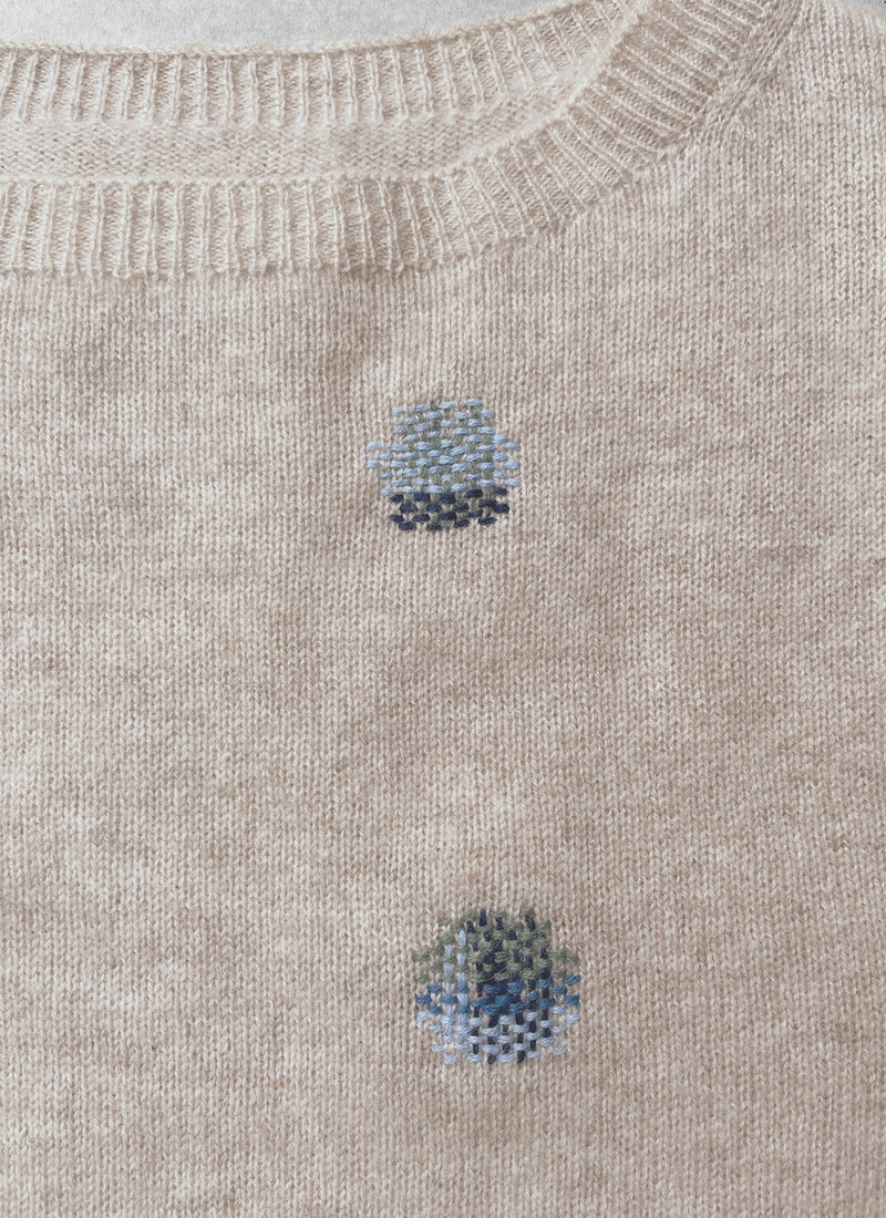 Renewed Wool Cashmere Neat Sweater Size XS (111) | Oatmeal Melange
