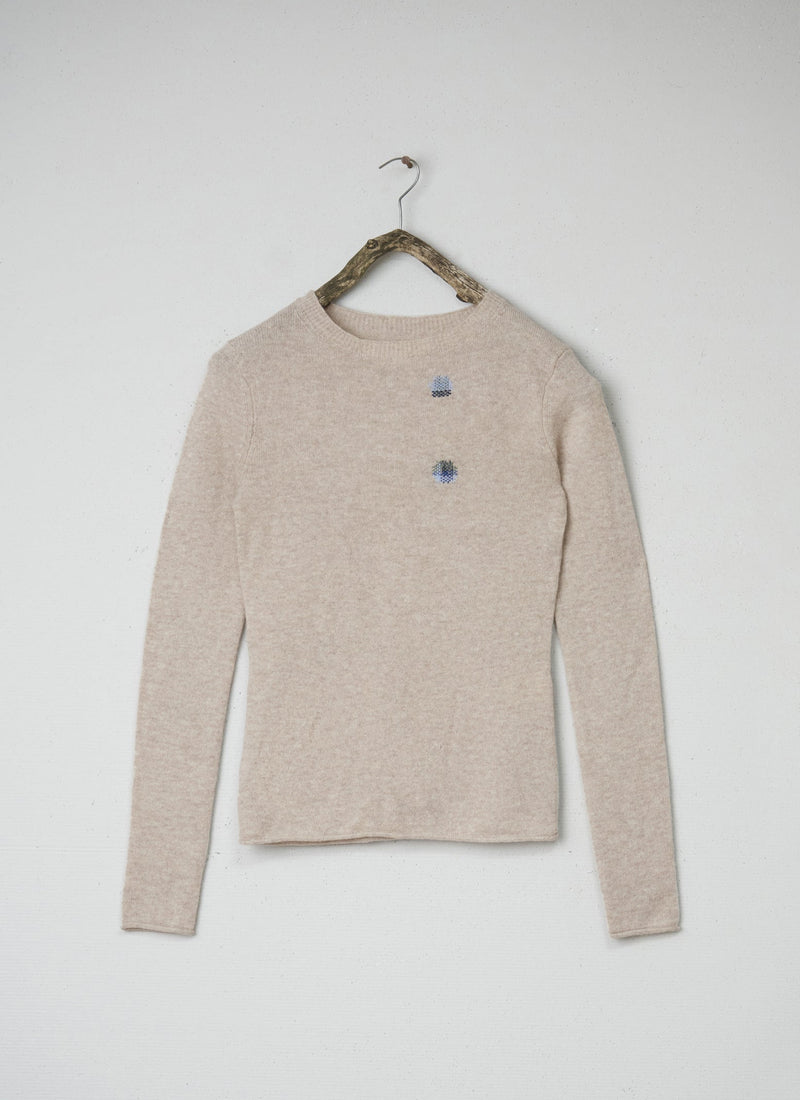 Renewed Wool Cashmere Neat Sweater Size XS (111) | Oatmeal Melange