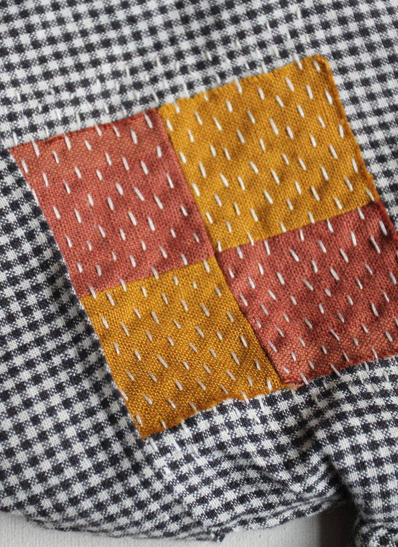 Renewed Gingham Linen Dress Size S | Slate/Natural